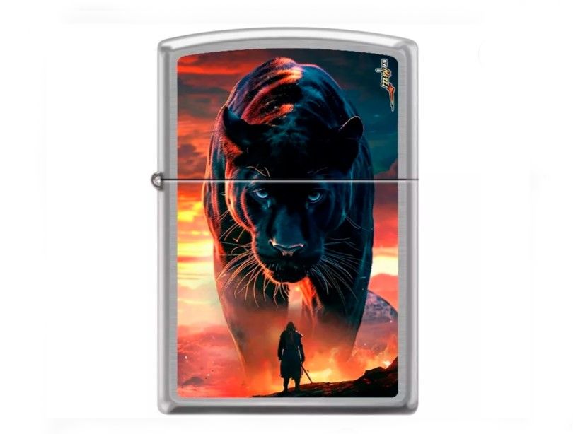 Zippo króm benzines öngyújtó – Fekete párduc - Claudio Mazzi licencelt design